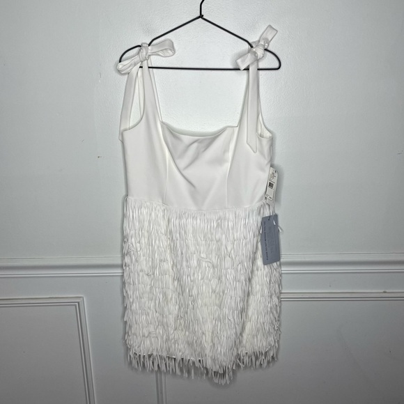 Aidan Mattox Dresses & Skirts - Aidan Mattox Fringed White Crepe Dress Womens 14 NWT
